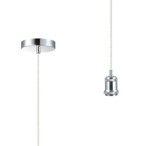 Dreifa 1.5m Single Pendant, 1 x E27, Polished Chrome/Clear Twisted Cable (Maximum Load 1.5kg)