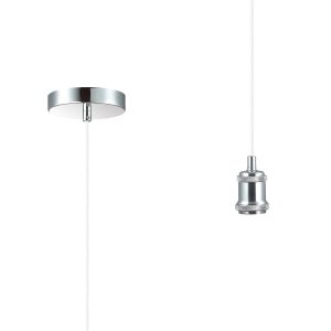 Dreifa 1.5m Single Pendant, 1 x E27, Polished Chrome/White Braided Cable (Maximum Load 1.5kg)