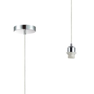 Dreifa 1.5m Single Pendant, 1 x E27, Polished Chrome/Clear Cable (Maximum Load 1.5kg)