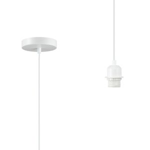 Dreifa 1.5m Single Pendant, 1 x E27, White/White Cable (Maximum Load 1.5kg)