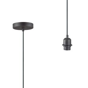 Dreifa 1.5m Single Pendant, 1 x E27, Black/Black Cable (Maximum Load 1.5kg)