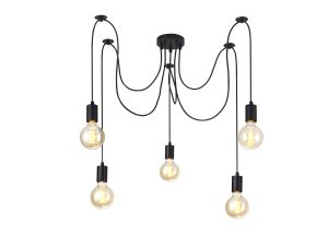Dreifa 2m Spider/Multiple Pendant, 5 x E27, Black