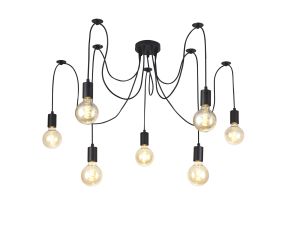 Dreifa 2m Spider/Multiple Pendant, 7 x E27, Black