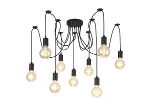 Dreifa 2.5m Spider/Multiple Pendant, 9 x E27, Black