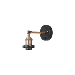 Dreifa Switched Wall Light, 1 x E27, Black/Antique Copper