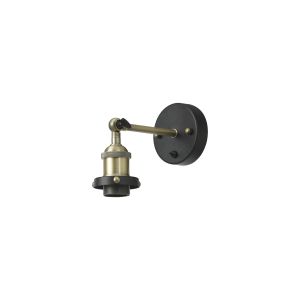 Dreifa Switched Wall Light, 1 x E27, Black/Antique Brass