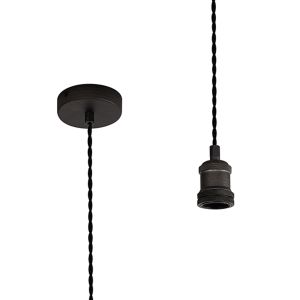 Dreifa 1.5m Single Pendant, 1 x E27, Pewter/Dark Grey Twisted Cable (Maximum Load 1.5kg)
