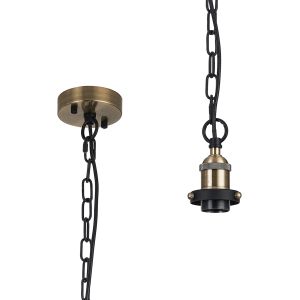 Dreifa Curved Single Pendant (FRAME ONLY), 1 x E27, Antique Brass/Black (Maximum Load 5kg)