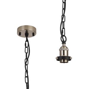 Dreifa Curved Single Pendant (FRAME ONLY), 1 x E27, Satin Nickel/Black (Maximum Load 5kg)