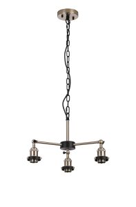Dreifa Curved Round Pendant (FRAME ONLY), 3 x E27, Satin Nickel/Black