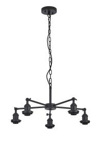 Dreifa Curved Round Pendant (FRAME ONLY), 5 x E27, Satin Black