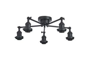 Dreifa Curved Round Ceiling (FRAME ONLY), 5 x E27, Satin Black