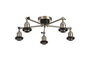 Dreifa Curved Round Ceiling (FRAME ONLY), 5 x E27, Satin Nickel/Black