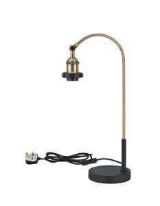 Dreifa Curved Over Arm Table Lamp Without Shade, 1 x E27, Antique Brass/Black