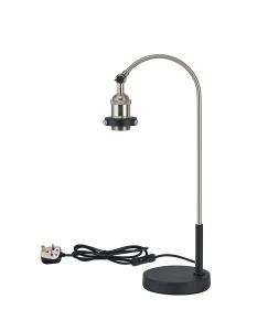 Dreifa Curved Over Arm Table Lamp Without Shade, 1 x E27, Satin Nickel/Black
