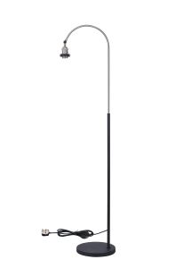 Dreifa Curved Over Arm Floor Lamp Without Shade, 1 x E27, Satin Nickel/Black
