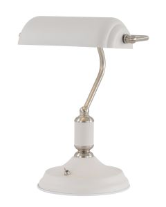 Tourish Table Lamp 1 Light With Toggle Switch, Satin Nickel/Sand White