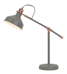 Tourish Adjustable Table Lamp, 1 x E27, Sand Grey/Copper/White