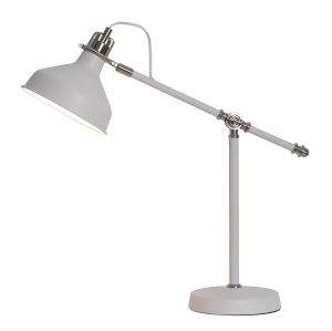 Tourish Adjustable Table Lamp, 1 x E27, Sand White/Satin Nickel/White