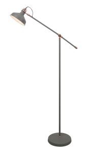 Tourish Adjustable Floor Lamp, 1 x E27, Sand Grey/Copper/White