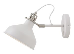 Tourish Adjustable Wall Lamp Switched, 1 x E27, Sand White/Satin Nickel/White