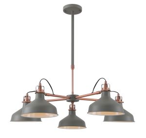 Tourish Telescopic 5 Light, 5 x E27, Sand Grey/Copper/White