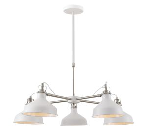 Tourish Telescopic 5 Light, 5 x E27, Sand White/Satin Nickel/White