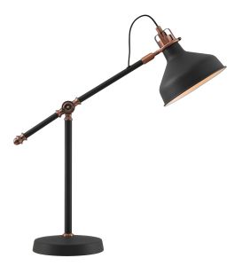 Tourish Adjustable Table Lamp, 1 x E27, Graphite/Copper/White