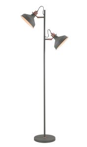 Tourish Floor Lamp, 2 x E27, Sand Grey/Copper/White