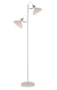 Tourish Floor Lamp, 2 x E27, Sand White/Satin Nickel/White