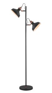 Tourish Floor Lamp, 2 x E27, Graphite/Copper/White
