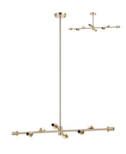 Eldia Antique Gold 8 Light E14 Fixed Multi Height Pendant/Semi Flush Linear (FRAME ONLY), Suitable For A Vast Selection Of Glass Shades