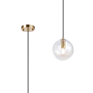 Eldia 15cm Single Pendant With Double Cut Glass, 1 x E14, Antique Gold/Iridescent