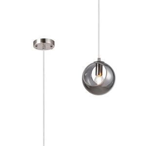 Eldia 15cm Single Pendant With Double Cut Glass, 1 x E14, Satin Nickel/Smoke
