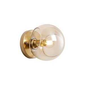 Eldia Wall/Ceiling Light With Double Cut Glass, 1 x E14, Antique Gold/Cognac