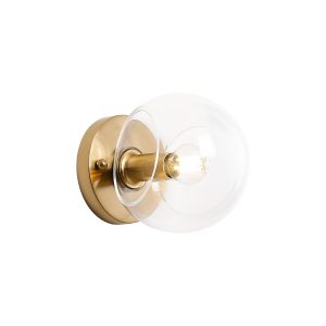 Eldia Wall/Ceiling Light With Double Cut Glass, 1 x E14, Antique Gold/Clear