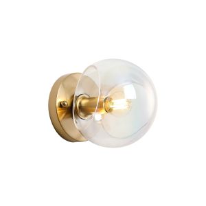 Eldia Wall/Ceiling Light With Double Cut Glass, 1 x E14, Antique Gold/Iridescent