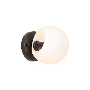 Eldia Wall Lamp With Double Cut Glass, 1 x E14, Satin Black/Opal