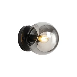 Eldia Wall/Ceiling Light With Double Cut Glass, 1 x E14, Satin Black/Smoke