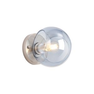 Eldia Wall Lamp With Double Cut Glass, 1 x E14, Satin Nickel/Blue