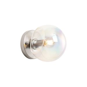 Eldia Wall/Ceiling Light With Double Cut Glass, 1 x E14, Satin Nickel/Iridescent