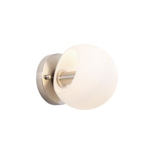 Eldia Wall Lamp With Double Cut Glass, 1 x E14, Satin Nickel/Opal