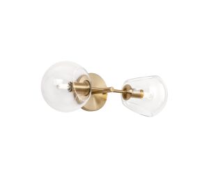 Eldia Wall/Ceiling Light With Double Cut Glass, 2 x E14, Antique Gold/Clear