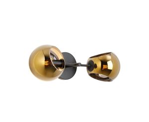 Eldia Wall Lamp With Double Cut Glass, 2 x E14, Satin Black/Gold