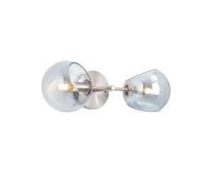 Eldia Wall Lamp With Double Cut Glass, 2 x E14, Satin Nickel/Blue
