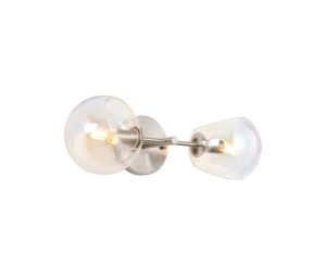 Eldia Wall/Ceiling Light With Double Cut Glass, 2 x E14, Satin Nickel/Iridescent