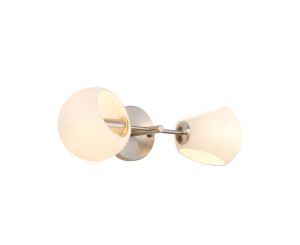 Eldia Wall Lamp With Double Cut Glass, 2 x E14, Satin Nickel/Opal
