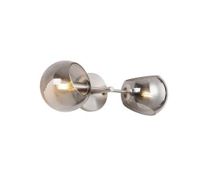 Eldia Wall/Ceiling Light With Double Cut Glass, 2 x E14, Satin Nickel/Smoke