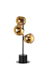 Eldia Table Lamp With Double Cut Glass, 3 x E14, Satin Black/Gold