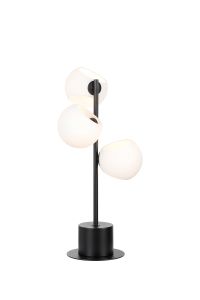 Eldia Table Lamp With Double Cut Glass, 3 x E14, Satin Black/Opal